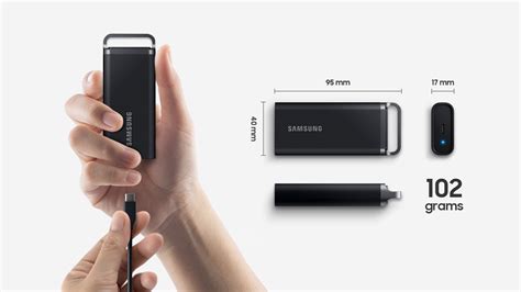 Samsung T5 EVO  Portable SSD 4 TB; Transfer speed up to 460 MB/s; 
USB 3.2 (Gen1, 5Gbps) backwards compatible, AES 256-bit hardware encryption, 
Windows®, macOS®, Android™ Compatible  Colour: Black